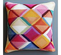 AxiangziK Modern and Simple Cross Stitch Cushion Covers Kits,Colorful Geometric Rhombus,Printed Cross Stitch Cushion Kits 11CT Embroidery Cushion Kit Needlework Kit for Beginners,18x18in
