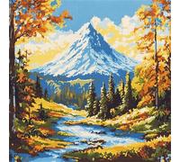 AxiangziK Natural Landscape DIY Latch Hook Kits,Snow Mountain Forest Park,3D Pillow Latch Hook Embroidery Kits Cross Stitch Sofa Cushion Cover for Kids and Adults,17x17in