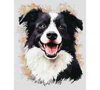 AxiangziK Pre Printed Cross Stitch Kits,11CT,Animal Dog,Border Collie,Embroidery Kit Cross Stitch DIY Art Needlecrafts Embroidery Kits for Adults Beginners,40x50cm