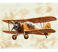 AxiangziK Retro Aircraft Cross Stitch Kits for Adults Beginners,Sky Plane,Embroidery Kit Pre-Printed Stamped Cross Stitch Kit for Wall Art Home Decoration,40x50cm