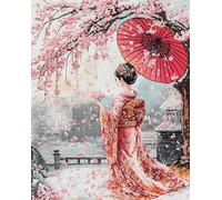 AxiangziK Sakura Park Landscape Art Counted Cross Stitch kit,Beautiful Japanese Woman,11CT Stamped Cross Stitch Kits for Beginners Adults Gift for Friends,40x50cm