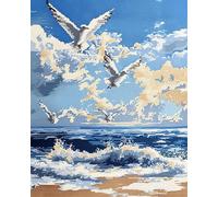 AxiangziK Stamped Cross Stitch Kits DIY,A Flock of Flying Seagulls,Needlepoint Counted Kits 11CT Embroidery Arts and Crafts for Home Decor,16x20inch