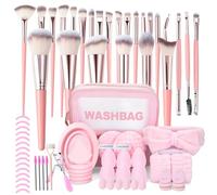 AXIERI Pink Makeup Brushes Set - Professional 77Pcs with Case Make Up Brushes for Women Premium Synthetic for Foundation Concealer Eyeshadow Powder Contour Blush Makeup Brush Kit Face Eye Brushes