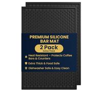 AXIESO 2 Pack Silicone Bar Mat - 1/2 Inch Thick Heat-Resistant and Food Safe Drip Mat - Spill Mats for Counter Top - Kitchen Service Mat, Coffee Bar, Restaurant - Drying Mat - 18 x 12 Inches