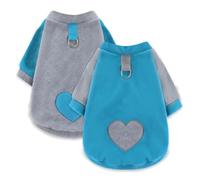 AXIIJGL 2 Pack Cozy Fleece Dog Sweaters with Heart Pattern Cute Puppy Sweater for Small Dogs Cat Apparel XS XXS X-Small Extra Small Dachshund Turtleneck Sweatshirts for Winter Outfits