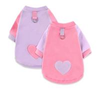 AXIIJGL 2 Pack Cozy Fleece Dog Sweaters with Heart Pattern Cute Puppy Sweater for Small Dogs Cat Apparel XS XXS X-Small Extra Small Dachshund Turtleneck Sweatshirts for Winter Outfits