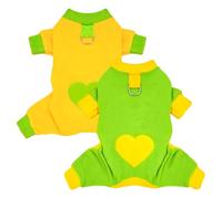AXIIJGL 2 Pack Dog Pajamas Small Sized Dog Fleece Pajamas Cute Dogs Fleece Sweater Doggy Sweater Love Pattern Onesies for Pjs Small Dogs Clothes