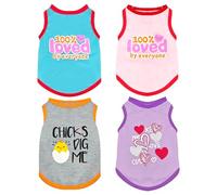AXIIJGL 4 Pack Dog Shirts for Small Dogs Lightweight Shirt Sleeveless Tshirt Small Dog Clothes Stretchy Puppy Cat Pet Clothes for Small Breeds Like Chihuahuas Yorkies