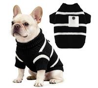 AXIIJGL XS Dog Sweater with Cute Pocket Decoration, Striped Soft Stretchable Fleece Warm Puppy Clothes for Small Dogs Cats, French Bulldog, Chihuahua for Winter