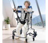 Axillary Support Walking Aid with Seat and Sponge Protective Pad, Adjustable Height and Width Stand-Assist Walkers, Rehabilitation Roller-Assisted Walking Vehicle for Seniors
