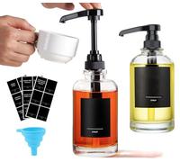 AXIM Coffee Syrup Dispenser,2 Pack 500 ml/16.9 oz Glass Syrup Dispenser with Labels& Funnel,Coffee Bar Organizer,Modern Coffee Station Accessories for Kitchen