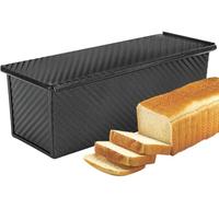 AXIM Grand Size Loaf Pan with Lid,2.2LB Bread Loaf Tin,Non-Stick Toast Box Pull Man Loaf Pan with Slide Cover,Bread Maker Mould for Baking 1000 gram Dough (Black)