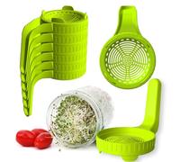 Axim Sprouting Jar Lids,Sprouts Growing Kit for Wide Mouth Mason Jar,Indoor Germination Kit Sprouter Sprout Maker for Broccoli Alfalfa Radish Clover Mung Bean Salad Mix Sprouts (6 Pc,Green)