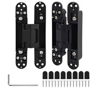 Axincardarm 2 Pack Concealed Hinges Black Hidden Door Hinges, 180 Degrees Adjustable Invisible Concealed Hinge for Cabinet, Wooden and Folding Doors