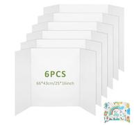 Axincardarm 6 Pcs Tri-Fold Presentation Boards 66 x 43cm Foldable Poster Board, Tri-Panel Display Board for Business Presentation, Exhibitions (White)