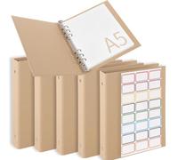 Axincardarm A5 Kraft Ring Binder Folder 6 Ring Refillable Binder 6 Pack