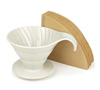 Axincardarm Ceramic Coffee Dripper Porcelain Coffee Filter with 100 Pcs Paper Filters, Pour Over Coffee Dripper, V-Shaped Cone Coffee Dripper for Home, Restaurants