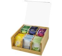 Axincardarm Wooden Tea Box Organiser 6 Compartments Bamboo Tea Bag Holder Organiser with Acrylic Lid, Wood Tea Box for Tea Bags Storage, Tea Caddy, Coffee, Spices