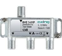 Axing BVE 3-01P 3-Way Splitter Cable TV CATV Multimedia DVB-T2 Class 10 dB, 5-1218 MHz Metal