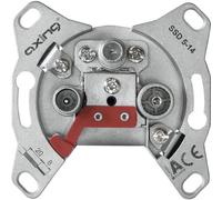 Axing SSD 5-10 Universal Antenna socket 3-port Wall Outlet loop-through with 10 dB tap loss for CATV, Satellite and Unicable Systems