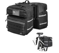 Axiniu Bike Panniers Bag 50L Bicycle Panniers for Rear Rack with Waterproof Rain Cover, Ebike Saddle Bags, Bike Rack Bag, Saddlebags for Bikes, Black Large Capacity Reflective Strip