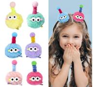 Axinost Pack of 6 Colourful Small Plush Monster Hair Clips, Funny Plush Hair Clips, Funny Cartoon Hair Pin for Women Girls, Cute Plush Hair Clip Hair Clips (Charcoal Clumps)