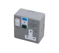 Axiom 1 Gang 13 Amp RCD Single Socket Metal Clad, Grey