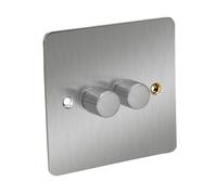 Axiom 2-Gang LED Dimmer Switch, Satin Chrome Flat Plate, 150W, 2-Way Control
