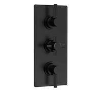 Axiom 2 Outlet Triple Handle Thermostatic Shower Valve Matt Black | Matt Black, Rectangular, Three Handles, +/- 2-3 Degrees, 0.1 Bar Minimum, 1/2 BSP, Reversible Cartridge