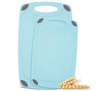 Axiom Creations 2-Piece Reversible Chopping Board Set Made from Natural Food Grade Wheat Straw Material - Eco-Conscious Alternative to Plastic - Gluten Free & BPA Free Cutting Boards for Kitchen