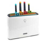 Axiom Creations Smart Chopping Board and Knife Set - Self Cleaning Cutting Board Set with 4 Colour Coded Chopping Boards, 4 Stainless Steel Knives - UV & Drying Holder Organizer for Kitchen