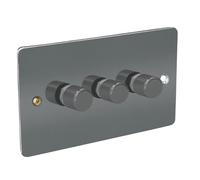 Axiom LED Dimmer Switch, 3 Gang, 2 Way, 150W, Black Nickel Finish, Flat Plate Design