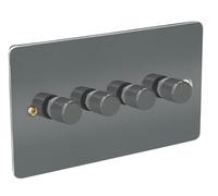 Axiom LED Dimmer Switch, 4 Gang, 2 Way, Black Nickel Finish, Flat Plate Design, Model LEDFDP150/42/BN