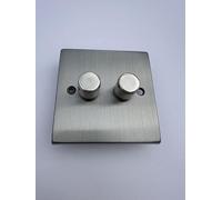 Axiom LED Dimmer Switch, Satin Chrome, 2 Gang 2 Way, 150W Capacity, Professional Wall Mounted Light Control