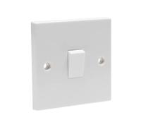 AXIOM Single/Double Switched Socket 13Amp, Single Light Switch Wall 1 Gang 2 Way 10Amp Plug Electric 13 Amp with/without Surface Mount 25mm Pattress Box, White (Single switch faceplate, 1)