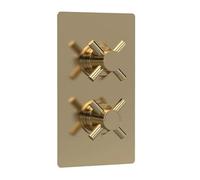 Axiom Thermostatic 1 Outlet Crosshead Concealed Shower Valve Brushed Brass | Brushed Brass, Rectangular, Twin Crosshead, Thermal Protection, 0.1 Bar Minimum, 15mm And 1/2 BSP
