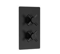 Axiom Thermostatic 1 Outlet Crosshead Concealed Shower Valve Matt Black | Matt Black, Rectangular, Twin Crosshead, Thermal Protection, 0.1 Bar Minimum, 15mm And 1/2 BSP