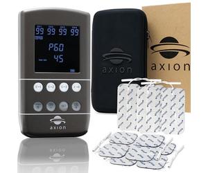 axion 4-Channel, Rechargeable TENS Machine for Pain Relief STIM-PRO X9B | EMS Muscle Stimulator, Massager and TENS Unit with 60 Modes incl. 8pcs 5x5cm and 4pcs 10x5cm TENS Machine Electrode Pads
