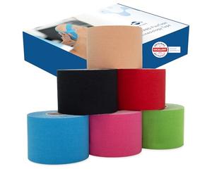 Axion Kinesiology Tapes. Set of 6. Different Waterproof Colours. Skin-Friendly Elastic Self-Adhesive Bandage Physio Tape Ideal for Sports and Everyday Use on Ankle, Back, Neck, Knee, or Shoulder