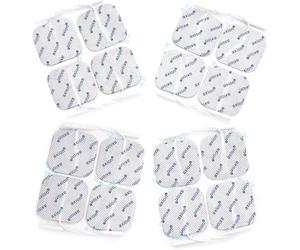 Axion Pack of 16 Electrodes. Square Self-Adhesive Pads 4x4cm for TENS EMS Units with 2mm Connection. Pads for Pain Treatment, Muscle Growth and Massage