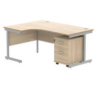 Axis I Office Desk Bundle Deal 6, 160wx80dx73h (cm), Silver Frame, Canadian Oak