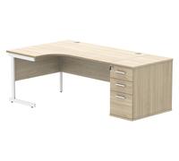 Axis I Office Desk Bundle Deal 9, 160w (cm), White Frame, Canadian Oak, Express Delivery