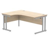Axis II Left Hand Ergonomic Office Desk, 180w (cm), Silver, Canadian Oak