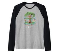 Axis Mundi Graphic - Mythical World Tree Symbol Art Raglan Baseball Tee