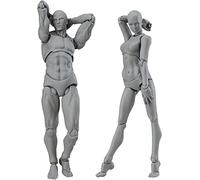 AXITWXIT Body Kun Doll, Artists Manikin Blockhead Jointed Drawing Mannequin for Artists Drawing Model Figures for Figure Male+Female Set(Grey)