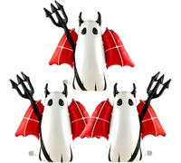 AxiyanX 3Pcs Ghost Balloons - 30inch Halloween Foil Balloons for Scary Party & Haunted House Decor, White and Orange ghost balloons Spooky Decoration for Indoor Outdoor