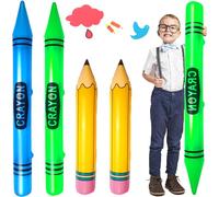 AxiyanX 4Pcs Giant inflatable Pencil Balloons & Crayons Balloons for Back to School Classroom Decorations, Large Inflatable Party Supplies for Birthday Graduation Garden Room (style-2)
