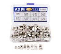 AXK 96pcs T nut Set M3 M4 M5 M6 M8 T-Slot Nut Kit Hammer Head Sliding t-nut for 2020 3030 4040 Aluminum Profile Fasteners