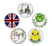 AXKAL Golf Ball Marker Hat Clip Tool for Men Women 5 Pack Set, Golf Ball Markers Assorted Patterns Mark Golf Divot Tool Accessories Bright Color (5 Pc Mixed Marker)