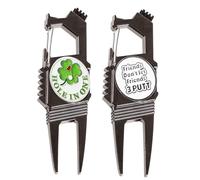 AXKAL Golf Divot Tool& Ball Marker 7-in-1 Function - Bottle Opener Groove Cleaner Clean Brush and Belt Clip 2 Pack, Portable & Useful Designed to Be the Ultimate Tool for the Green (Style C, Black)